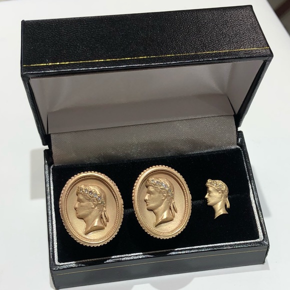 14K Solid Heavy Antique Cufflinks and Tie Tack!!! - Picture 2 of 8